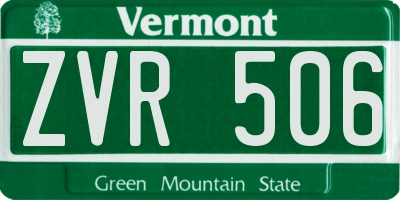 VT license plate ZVR506