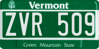 VT license plate ZVR509