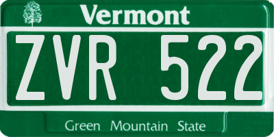 VT license plate ZVR522