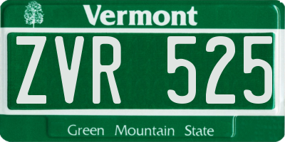 VT license plate ZVR525
