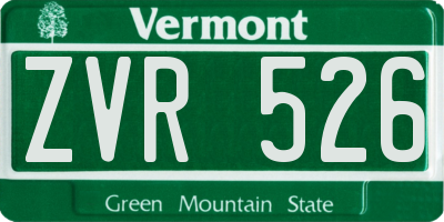 VT license plate ZVR526