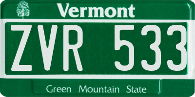 VT license plate ZVR533