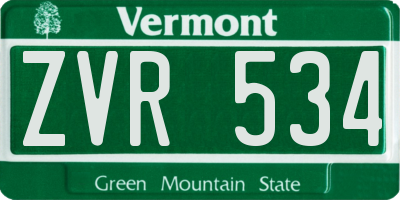 VT license plate ZVR534
