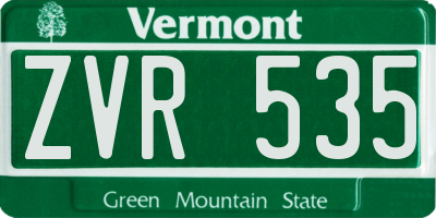 VT license plate ZVR535