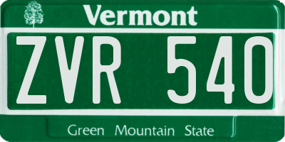 VT license plate ZVR540