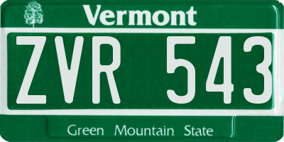 VT license plate ZVR543