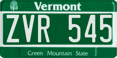 VT license plate ZVR545