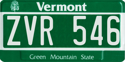 VT license plate ZVR546