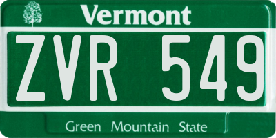 VT license plate ZVR549