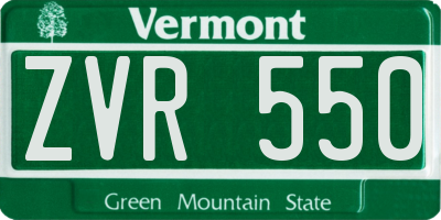 VT license plate ZVR550