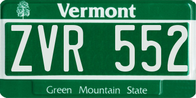 VT license plate ZVR552
