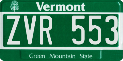 VT license plate ZVR553