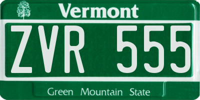 VT license plate ZVR555