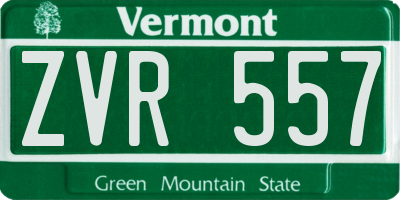 VT license plate ZVR557