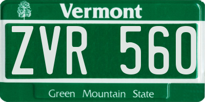 VT license plate ZVR560