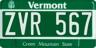 VT license plate ZVR567