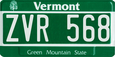 VT license plate ZVR568