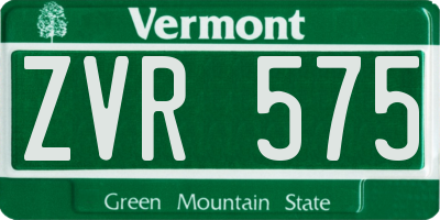 VT license plate ZVR575