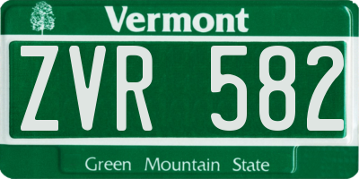 VT license plate ZVR582