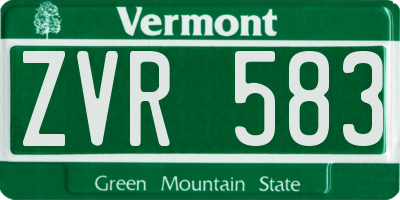 VT license plate ZVR583