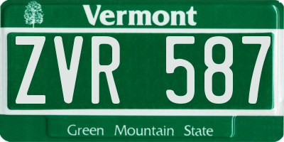 VT license plate ZVR587