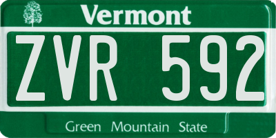 VT license plate ZVR592