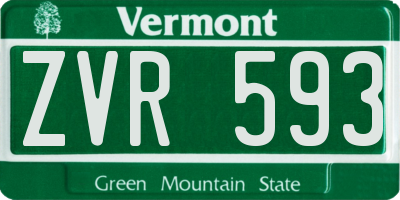 VT license plate ZVR593