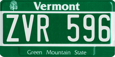 VT license plate ZVR596