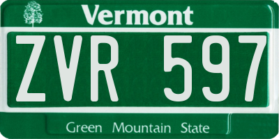VT license plate ZVR597