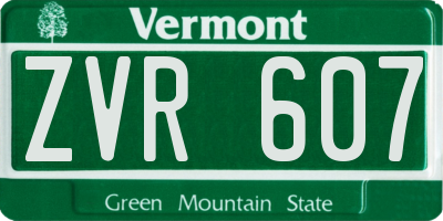 VT license plate ZVR607