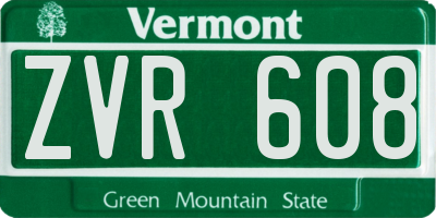VT license plate ZVR608