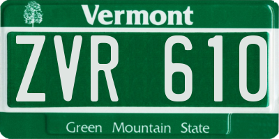 VT license plate ZVR610
