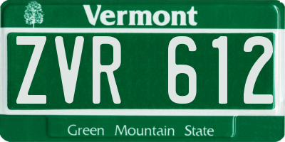VT license plate ZVR612