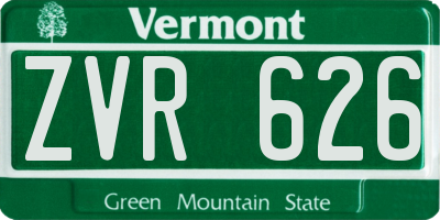 VT license plate ZVR626
