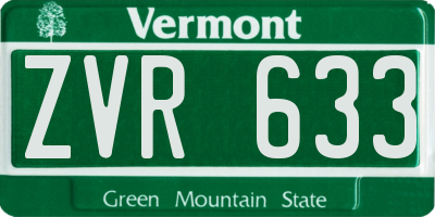 VT license plate ZVR633