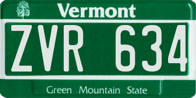 VT license plate ZVR634