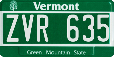 VT license plate ZVR635