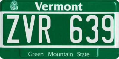 VT license plate ZVR639