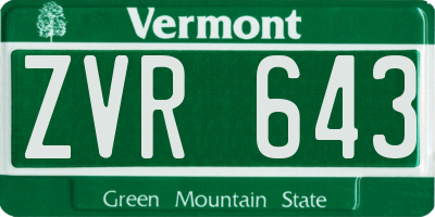 VT license plate ZVR643
