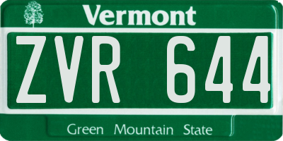 VT license plate ZVR644