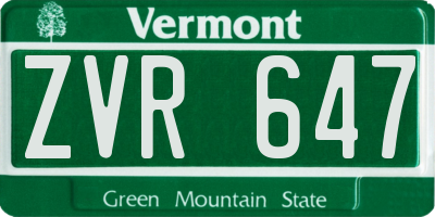 VT license plate ZVR647
