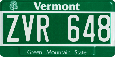 VT license plate ZVR648