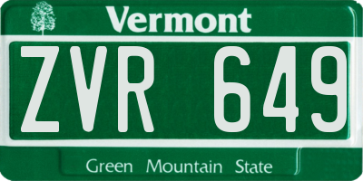 VT license plate ZVR649