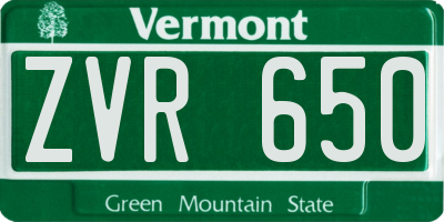 VT license plate ZVR650