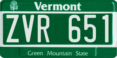 VT license plate ZVR651