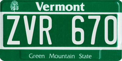 VT license plate ZVR670