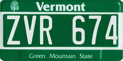 VT license plate ZVR674
