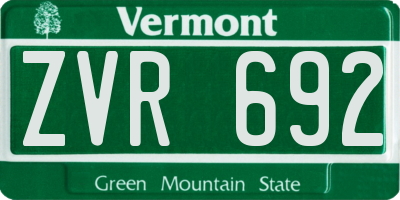 VT license plate ZVR692