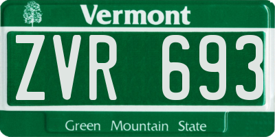 VT license plate ZVR693