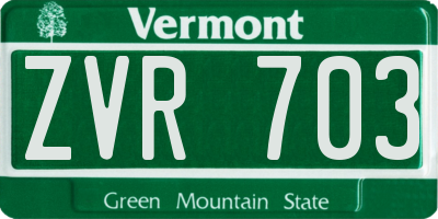 VT license plate ZVR703